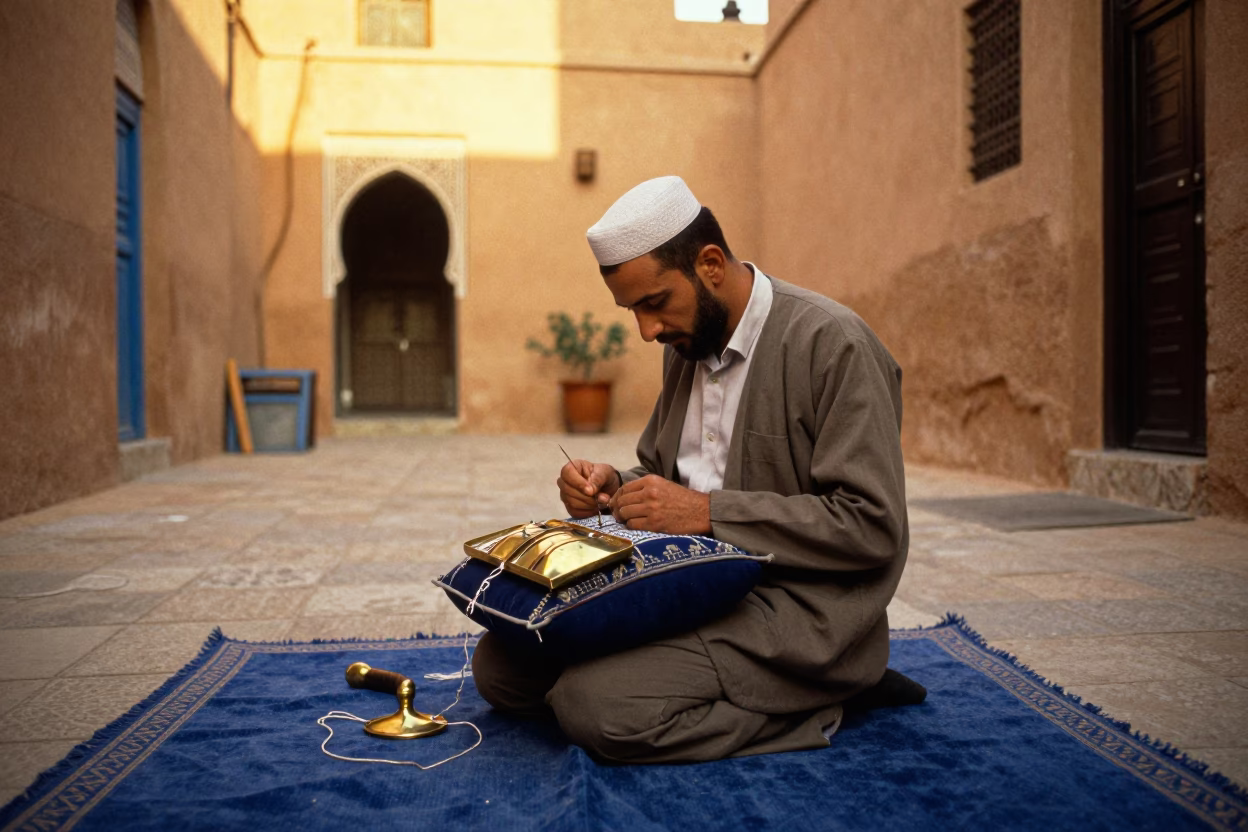 Stitching Cushion in Marrakech in in Marrakech, Morocco
