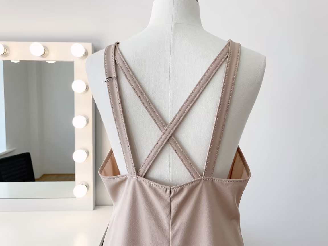 Stitching Dress Straps Turin Mirror Midmorning in beside a mirror lined with makeup bulbs near Turin