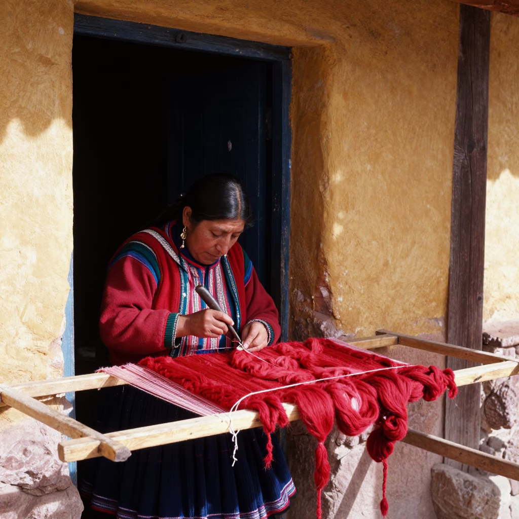 Stitching Wool in Cusco in in Cusco, Peru