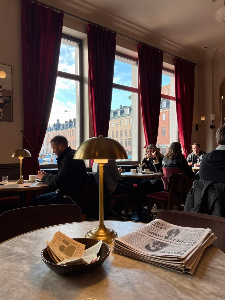 Stockholm Cafe Interior at Afternoon Light in in Stockholm, Sweden