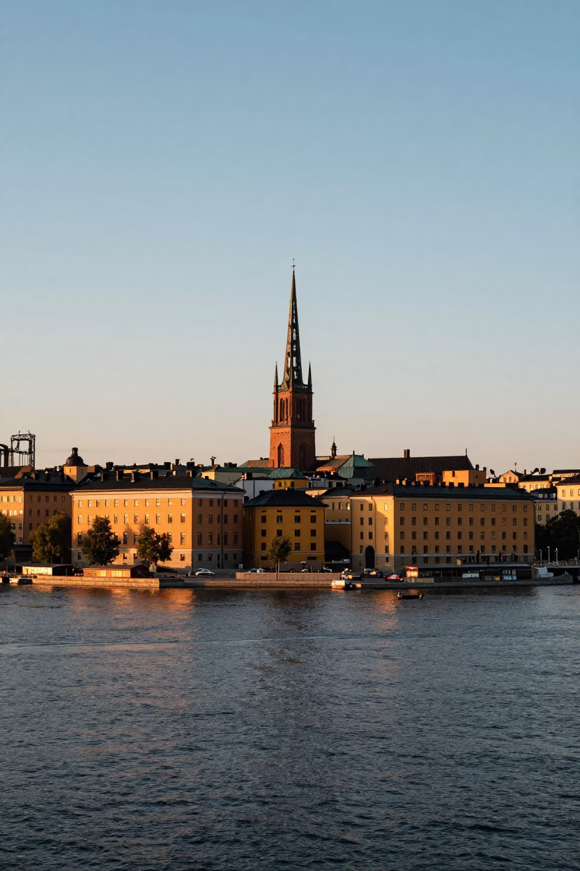 Stockholm City Skyline And Waterfront Architecture in in Stockholm, Sweden