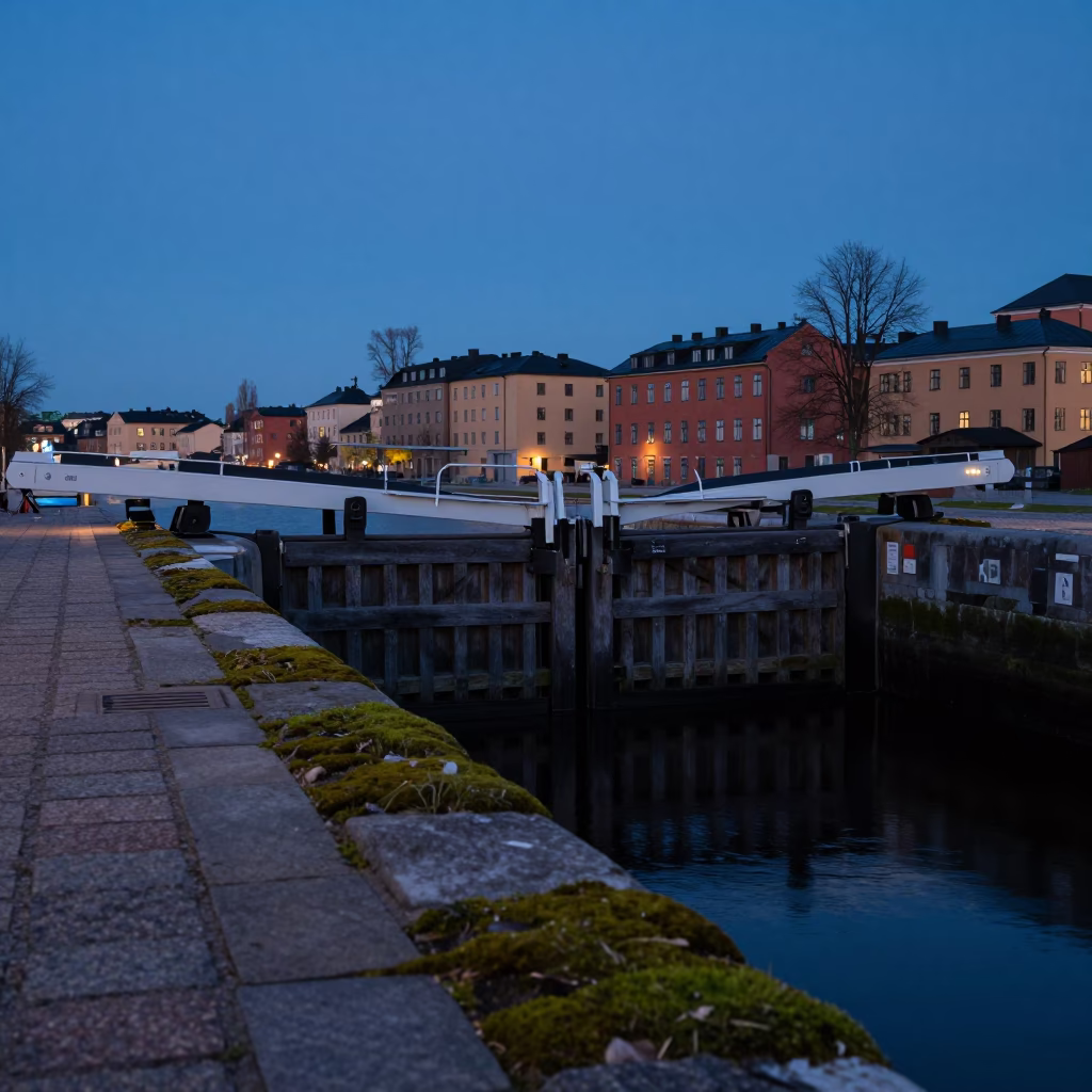 Stockholm Evening Atmosphere at Blue Hour in in Stockholm, Sweden