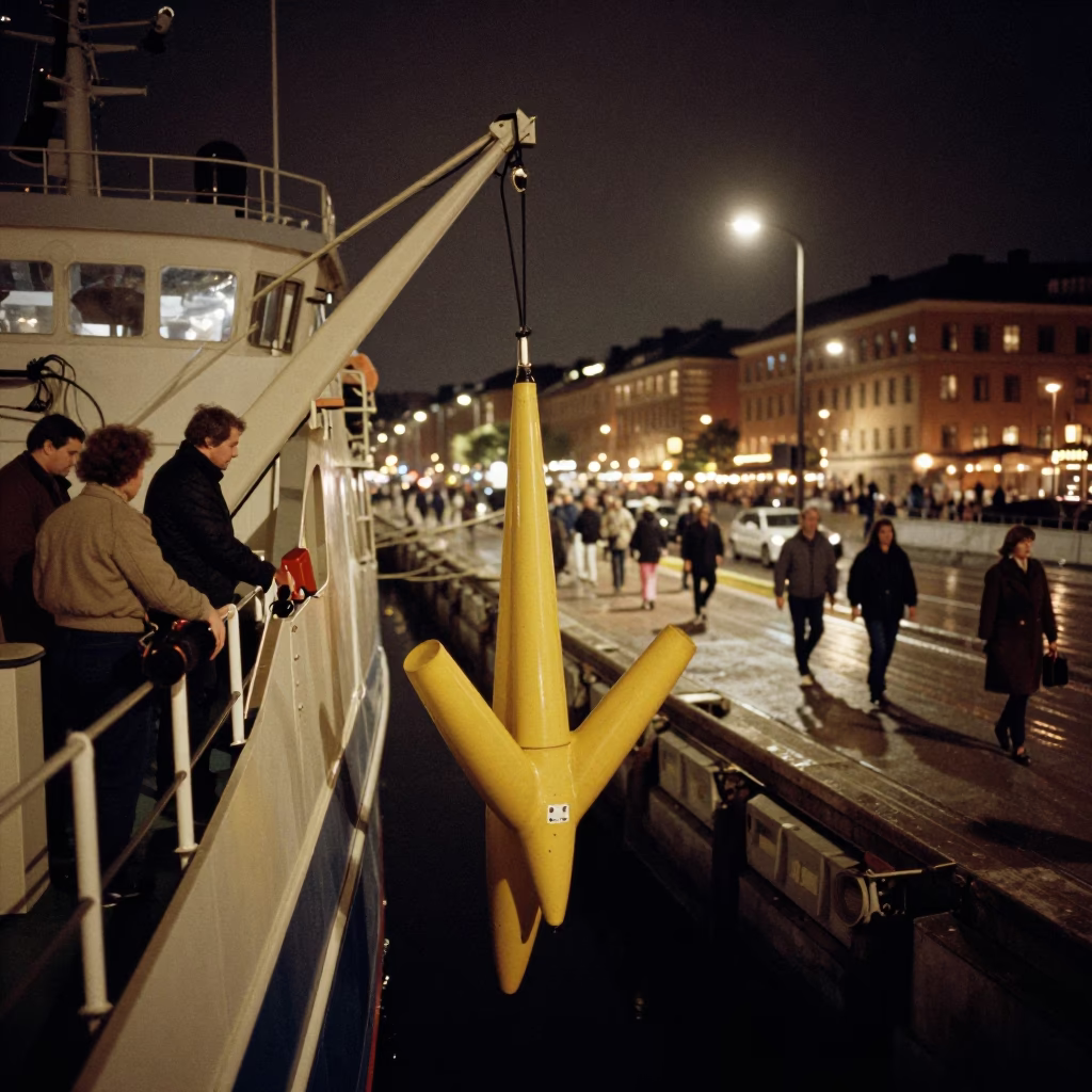 Stockholm Night Street Scene with Hydrophone Equipment and Tea Stains in in Stockholm, Sweden