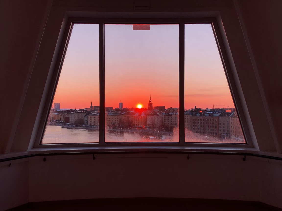 Stockholm Observatory Stairwell at As The Sun Drops Toward The Horizon in in Stockholm, Sweden
