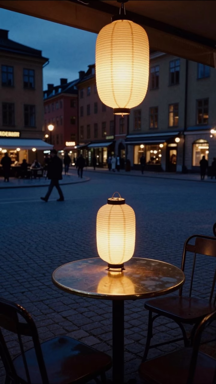 Stockholm Paper Lantern at Midnight Light in in Stockholm, Sweden