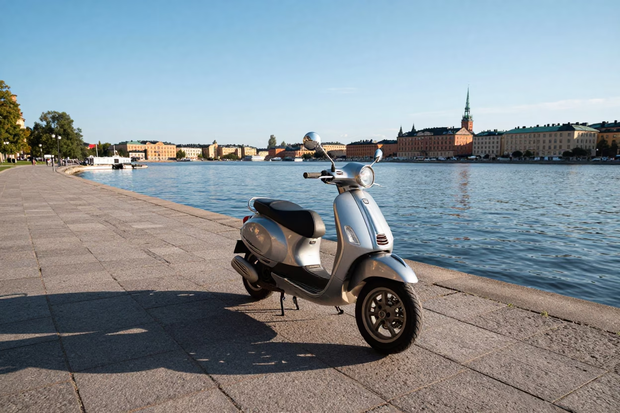 Stockholm Promenade Scene at Clear Late-afternoon Light in in Stockholm, Sweden