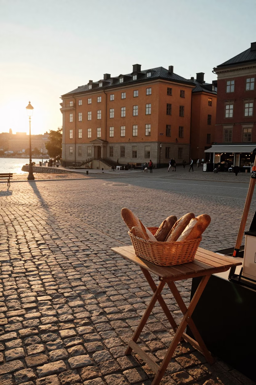 Stockholm Street Scene at Golden Hour in in Stockholm, Sweden