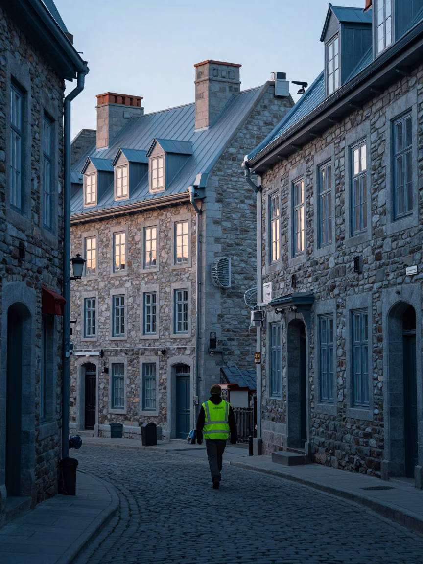 Stone Architecture in Quebec City at Sunrise Light in in Quebec City, Quebec, Canada