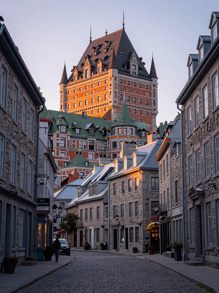Stone Architecture in Quebec City at The Early Morning Light in in Quebec City, Quebec, Canada