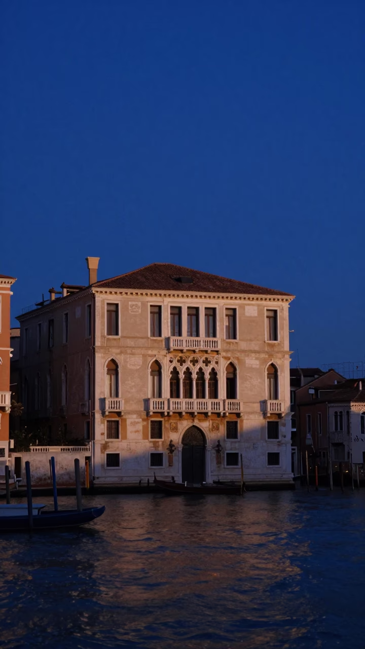 Stone Architecture in Venice at The Predawn Darkness Light in in Venice, Italy