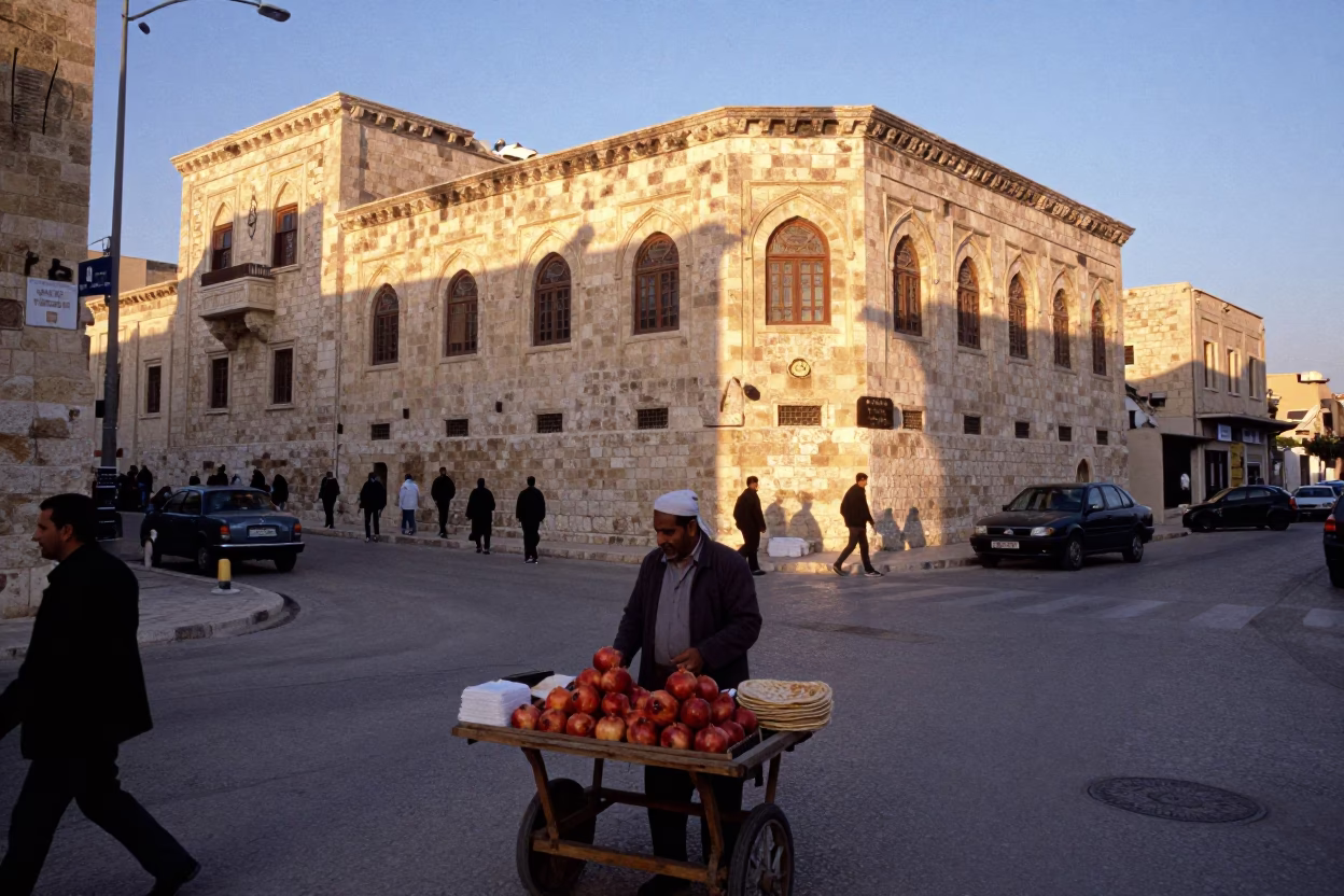 Stone Architecture just after sunrise in Amman in in Amman, Jordan