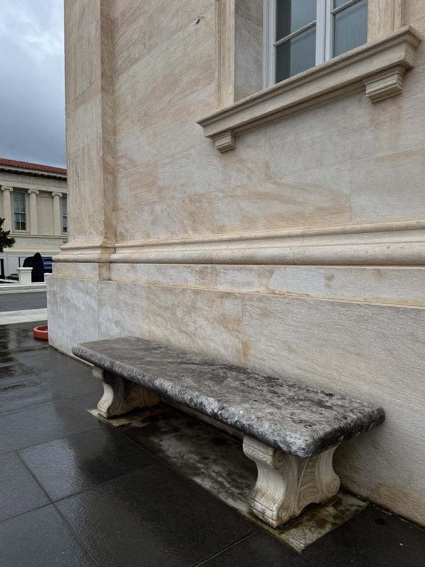 Stone Bench in Athens in in Athens, Greece