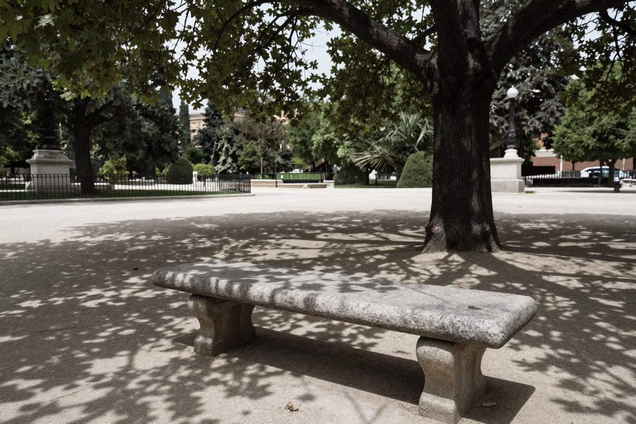 Stone Bench in Madrid in in Madrid, Spain