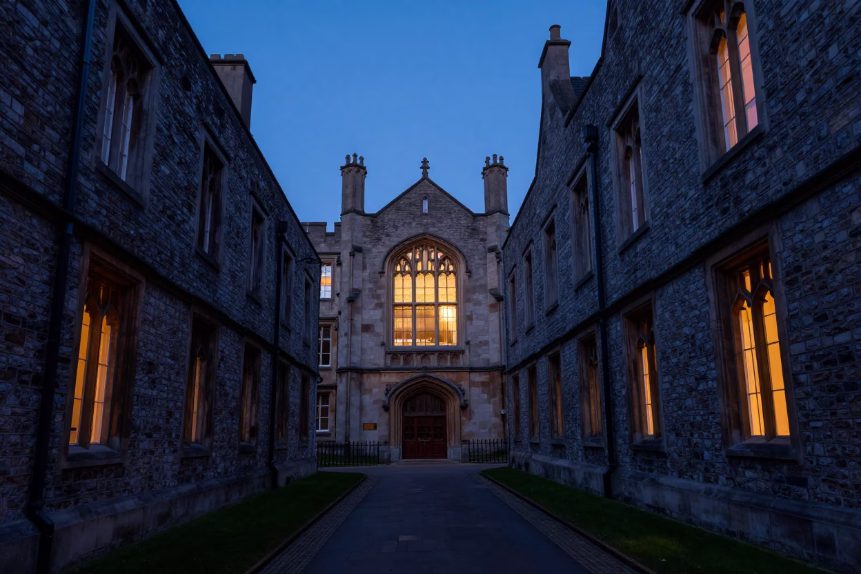 Stone Buildings at Indigo Twilight After Sunset in Dublin in in Dublin, Ireland