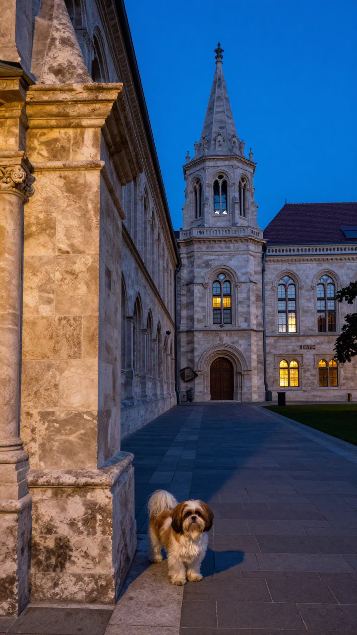Stone Buildings in Budapest at Blue Hour in in Budapest, Hungary