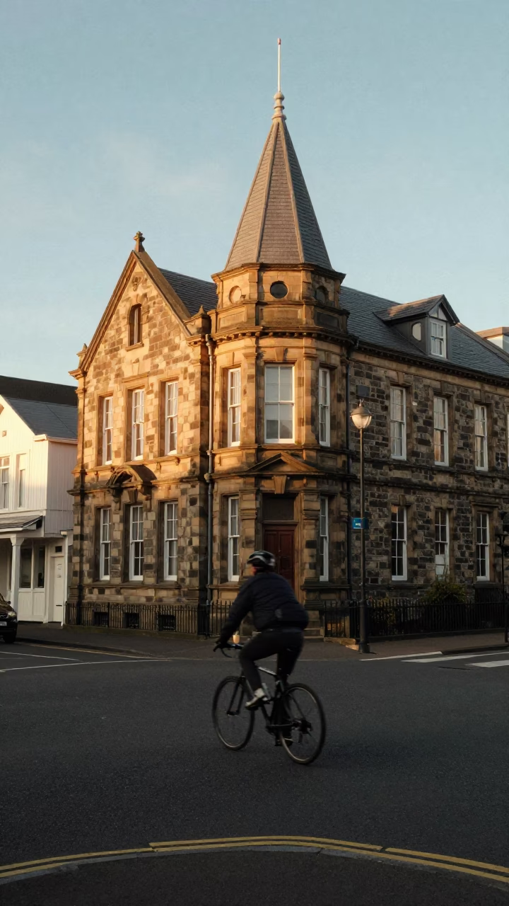Stone Buildings in Christchurch at Golden Hour in in Christchurch, New Zealand