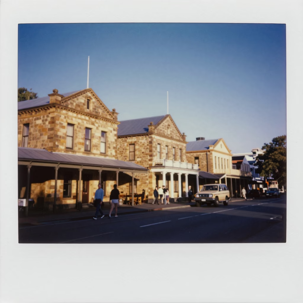 Stone Buildings in Hobart at Clear Late-afternoon Light in in Hobart, Tasmania, Australia