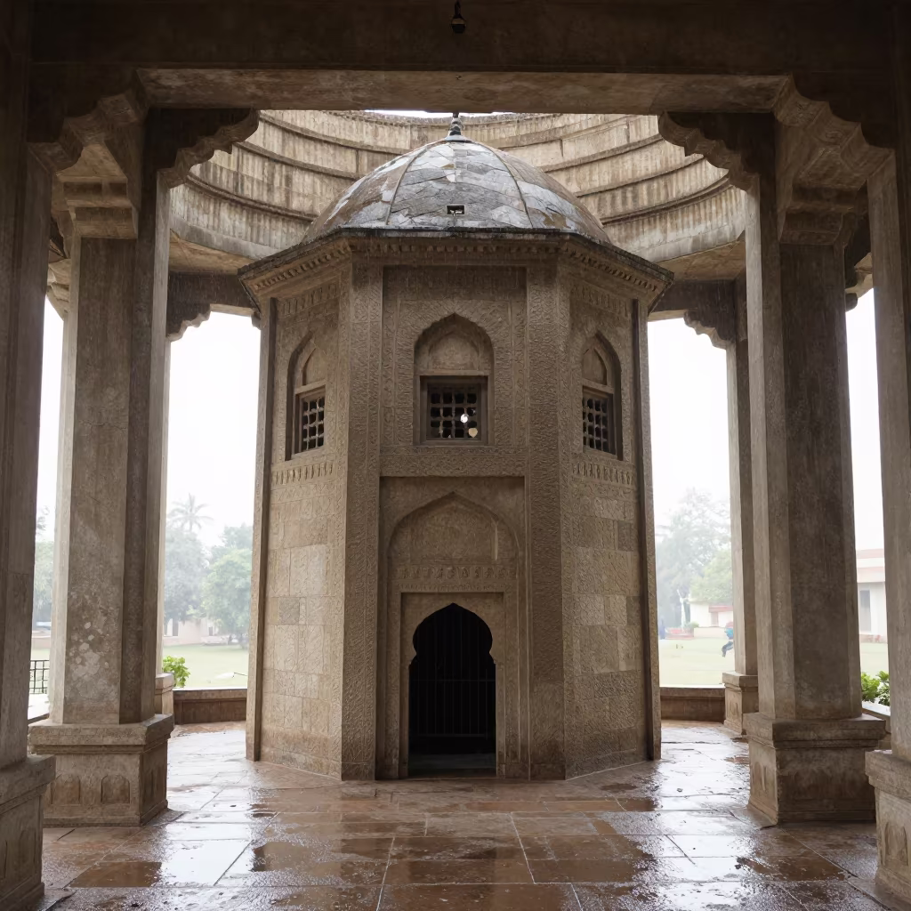 Stone Dovecote Ribbed Lobby Quetta Winter in inside a ribbed concrete lobby in Quetta