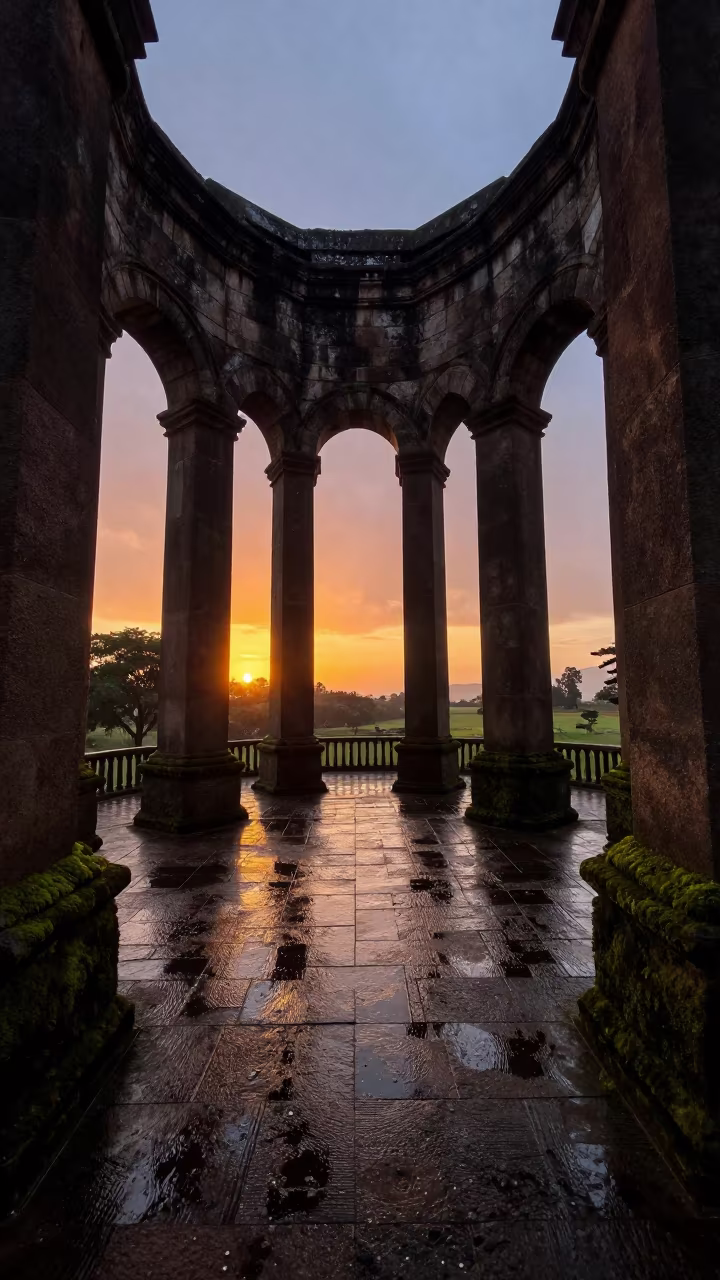 Stone Dovecote in Sunset Lubango Atrium in inside a vaulted atrium in Lubango