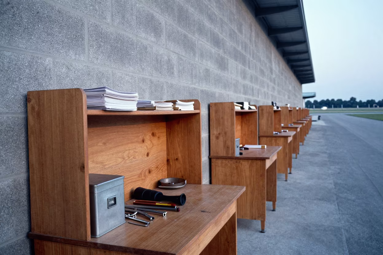 Stone Field Desk Lantern on Airbase in along an airbase flight line in Malaysia