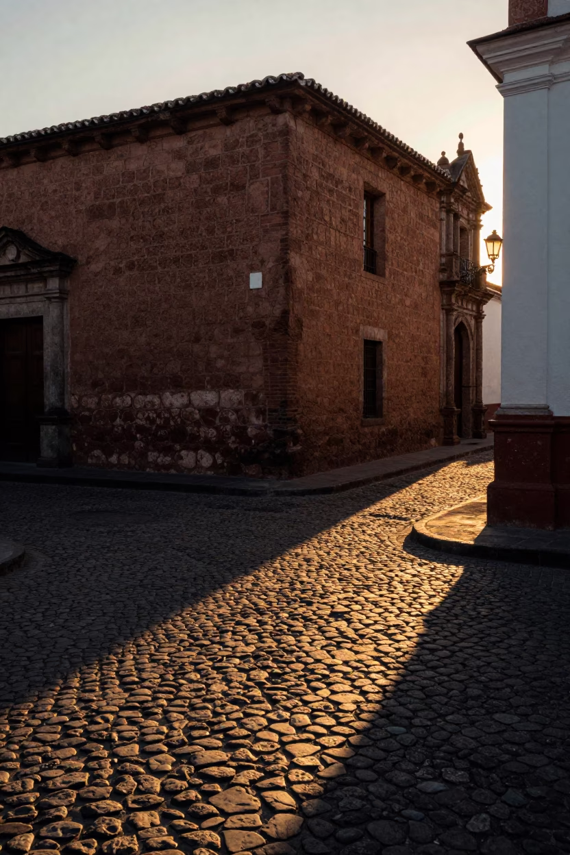Stone Floor in Quito at Golden Hour in in Quito, Ecuador