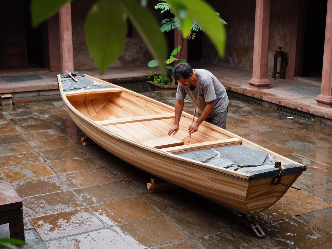 Stone Grain Boat Builder Phoenix Temple in in a temple courtyard in Phoenix