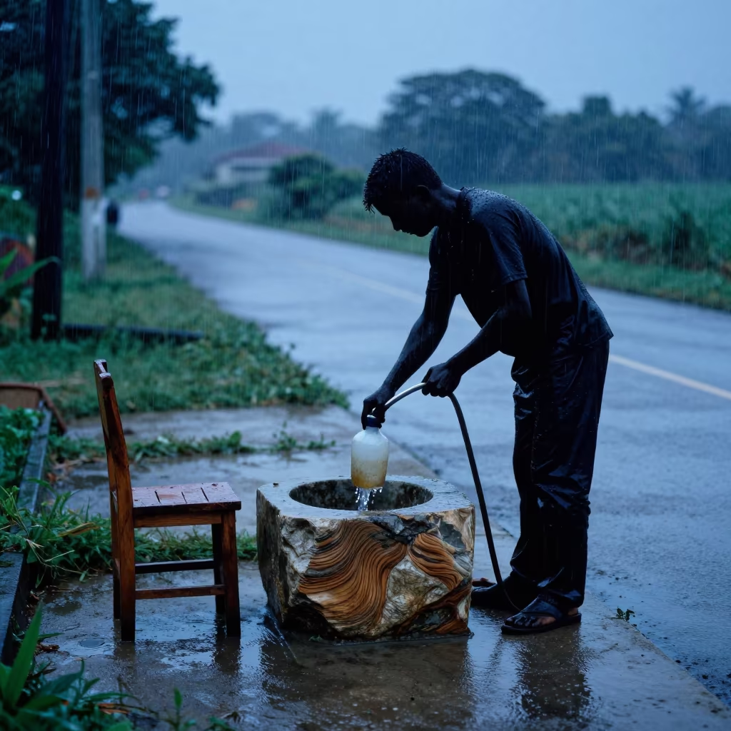 Stone-Grain Calf Washer in Pernambuco Rain in along a feedlot lane in Pernambuco
