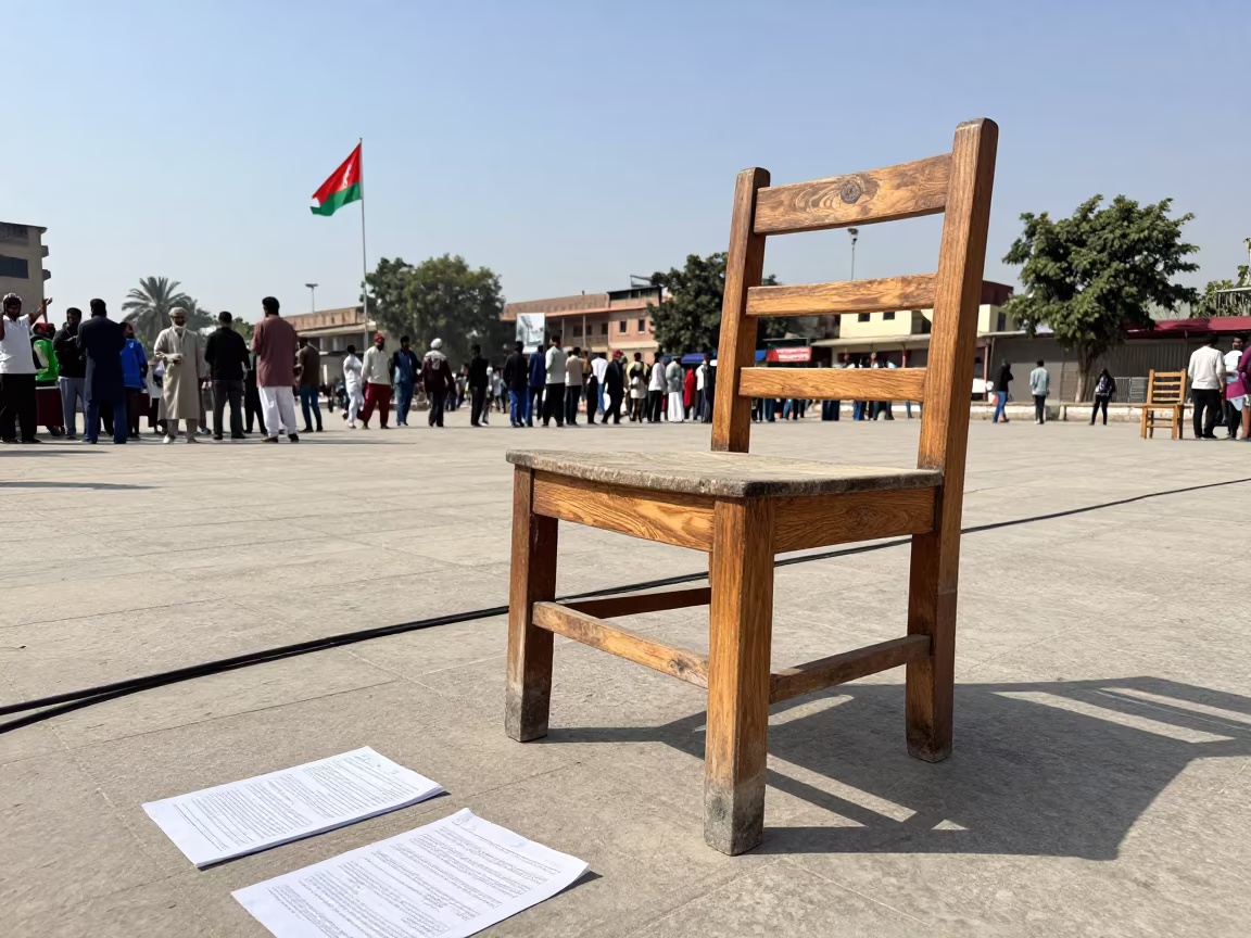 Stone-Grained Chair in Multan Square in in a public square in Multan