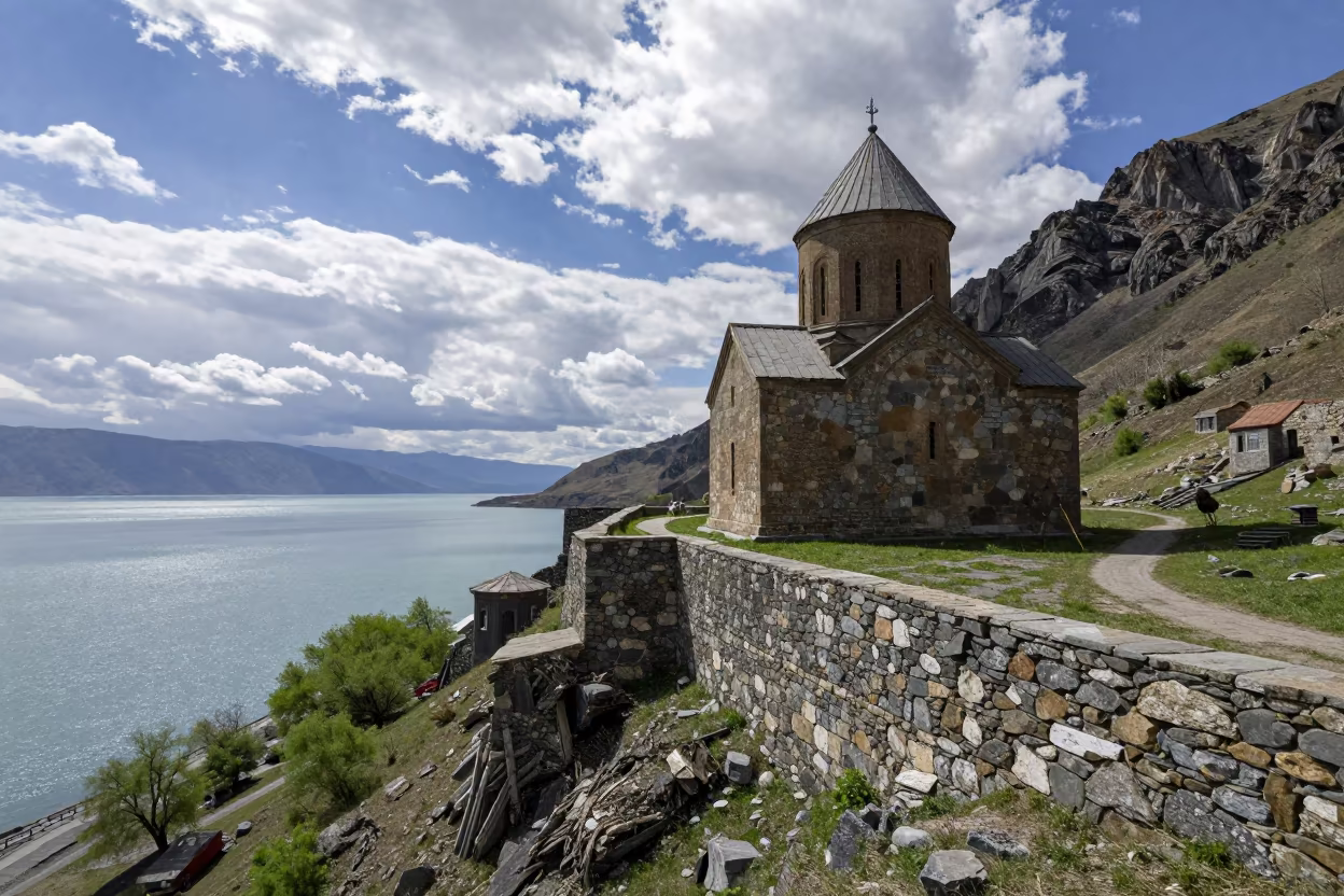 Stone Hermitage Cliff Almaty Midday Reflected Light in near Almaty