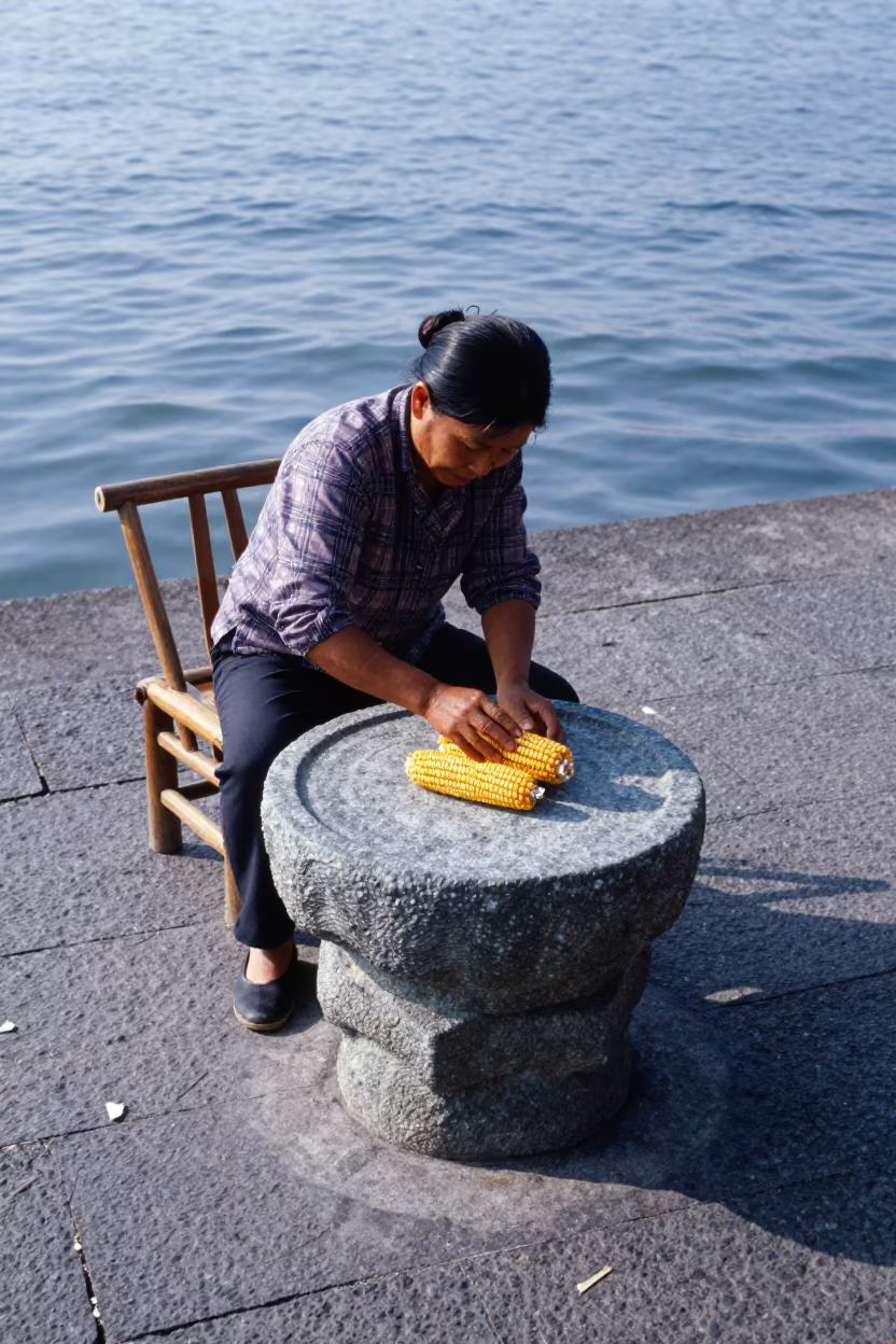 Stone Metate Corn Grinding Surreal Hangzhou in in Hangzhou