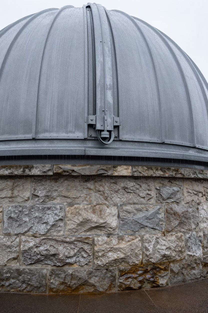 Stone Observatory Dome Detail in Olsztyn Monsoon in beside an observatory dome in Olsztyn