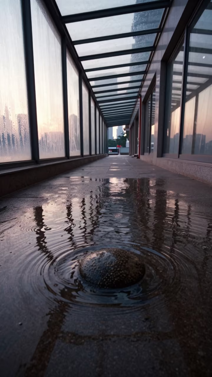 Stone Ripple Pattern in Chongqing Arcade Dawn in inside a glass-roofed arcade in Chongqing