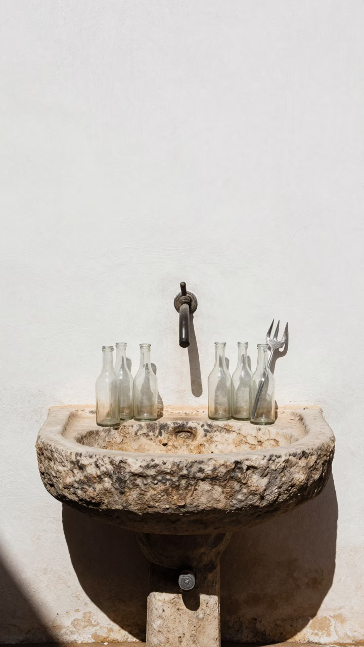 Stone Sink in Fez in in Fez, Morocco