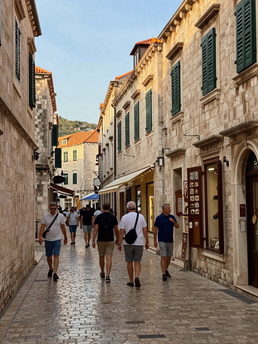 Stone Street in Dubrovnik at The Early Afternoon Light in in Dubrovnik, Croatia