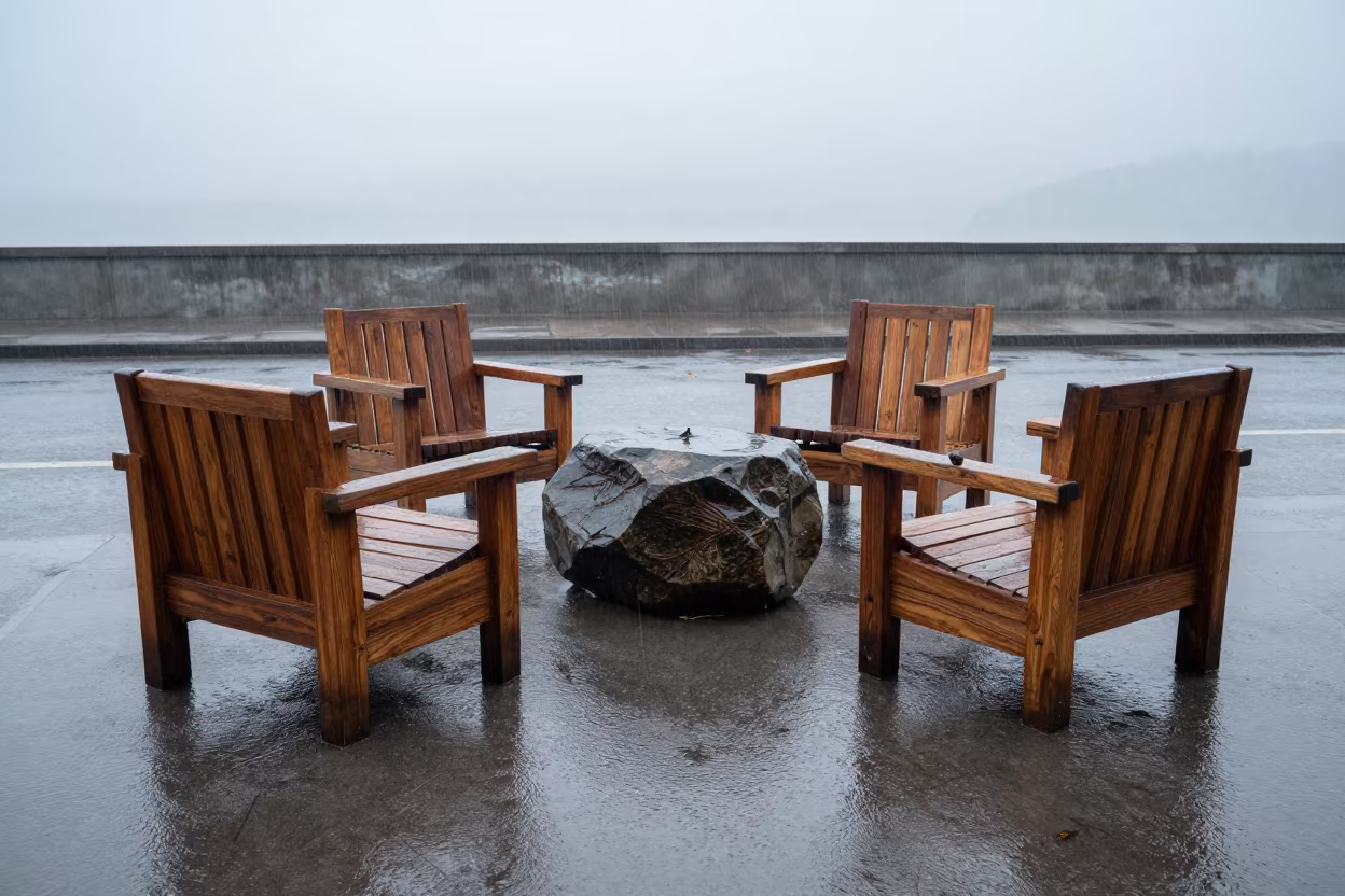 Stone-Transforming Drizzle Over Bata Streets in near Bata