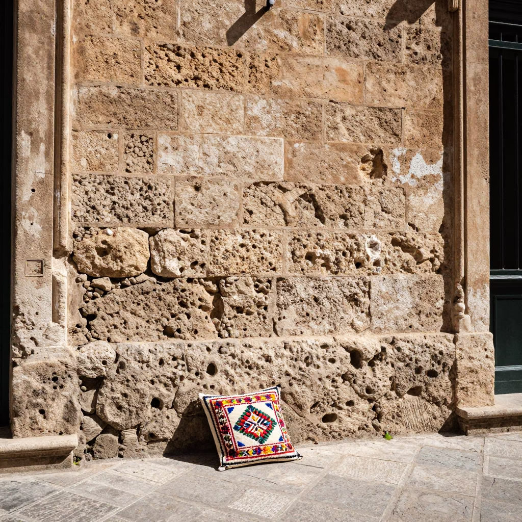 Stone Wall in Palermo at Midday Light in in Palermo, Italy