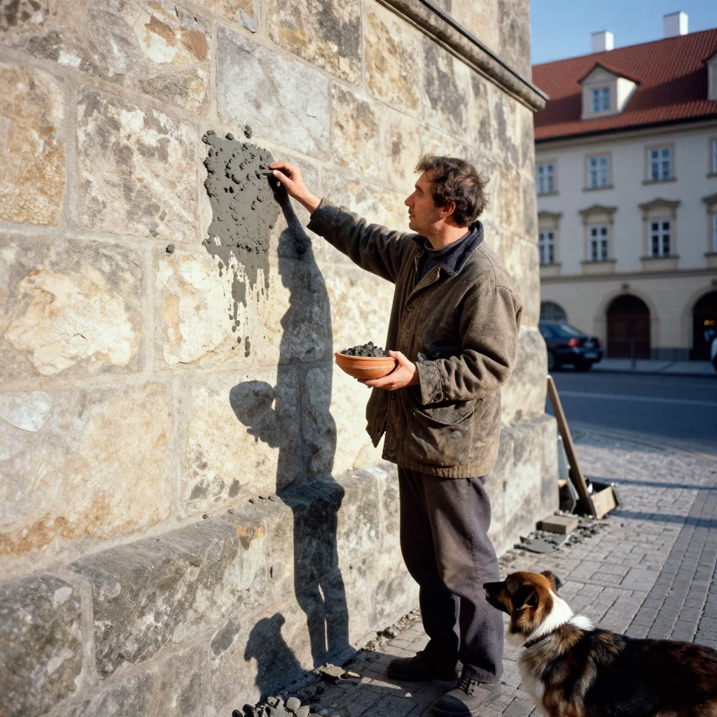 Stone Wall in Prague in in Prague, Czech Republic