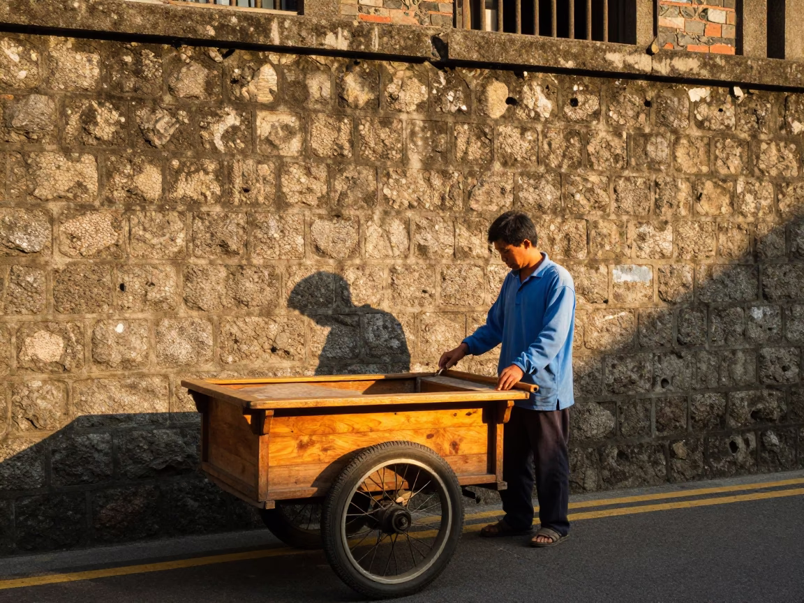 Stone Wall in Taipei at Late Afternoon Light in in Taipei, Taiwan