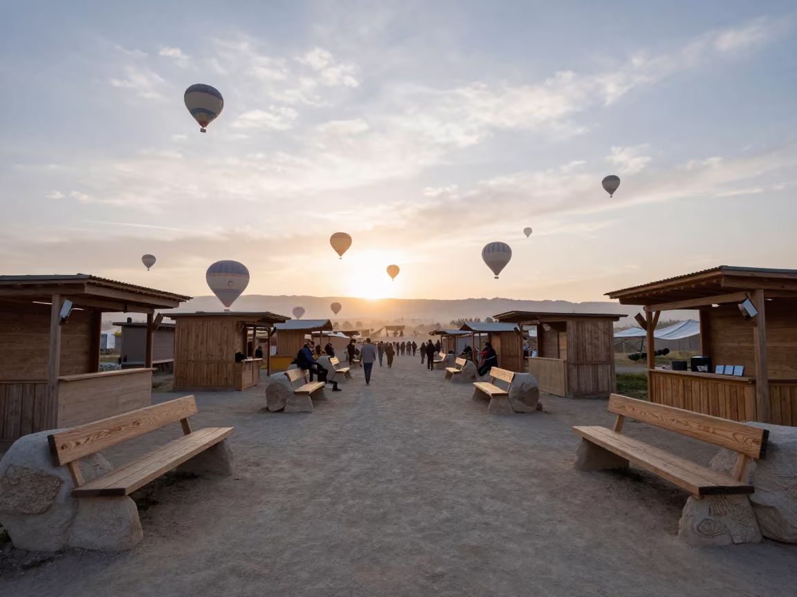 Stone Wood Balloon Dawn Keren Market in at a night market in Keren