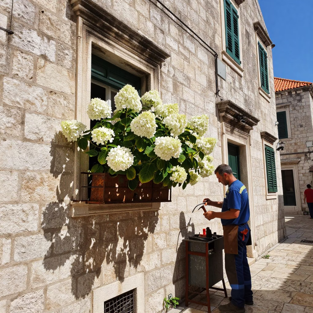 Stone Worker in Dubrovnik in in Dubrovnik, Croatia