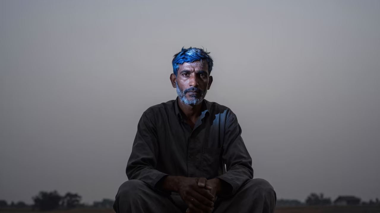 Stonecutter with Limestone Dust at Khuzdar Twilight in near Khuzdar
