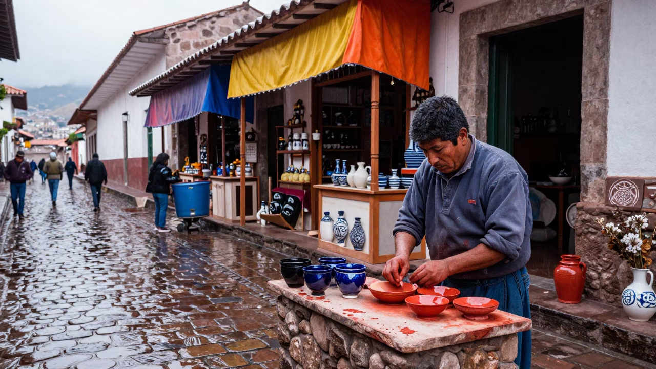 Stonemason Pausing in Cusco in in Cusco, Peru