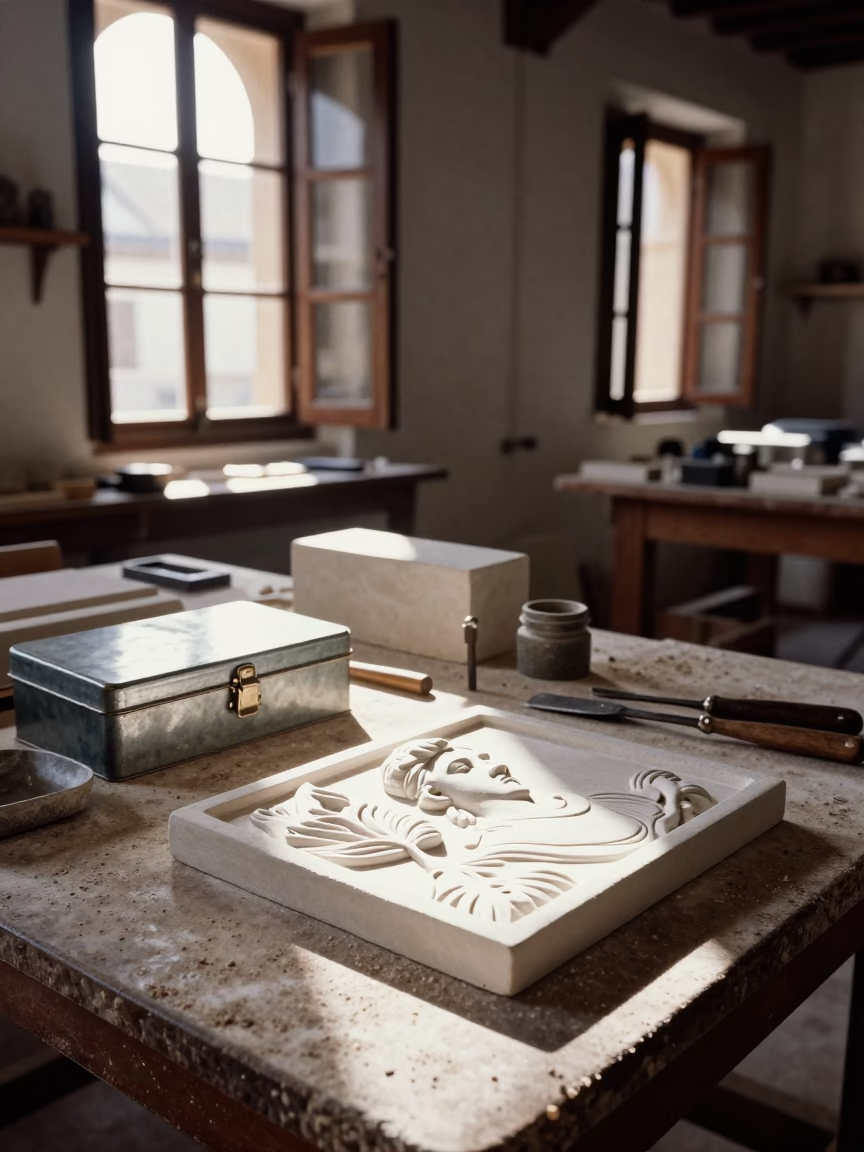 Stonemason's Workbench in Granada in in Granada, Spain