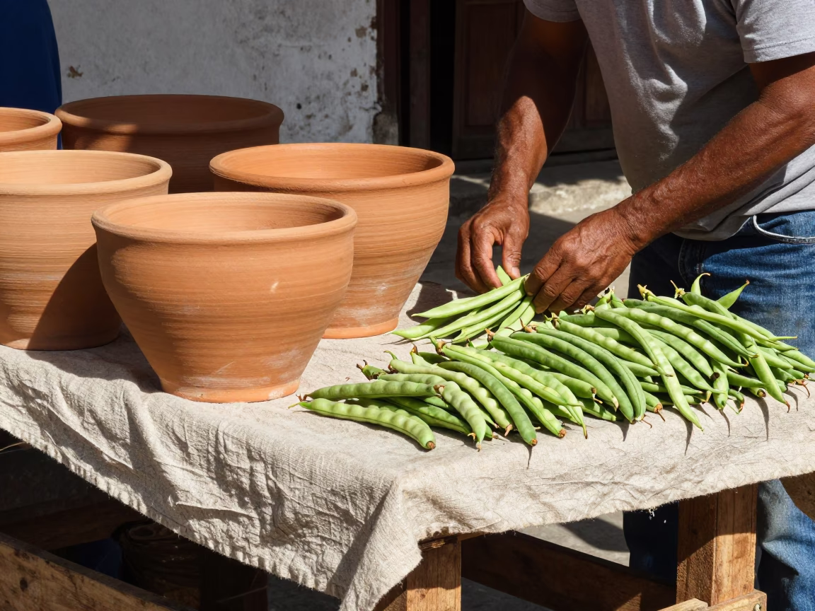 Stoneware Crocks in Cartagena at The Flat Glare Of Noon Light in in Cartagena, Colombia