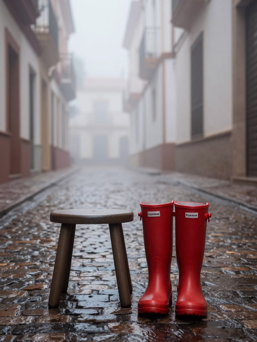 Stool at Dawn Light in in Seville, Spain