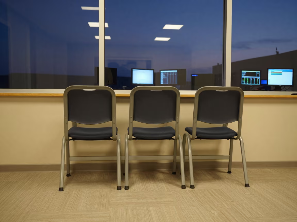 Stool Rack in Erzurum Office After Twilight in in an operations center under monitor glow in Erzurum