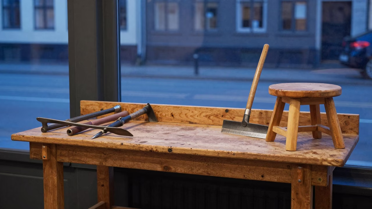 Stools at Evening Light in in Copenhagen, Denmark