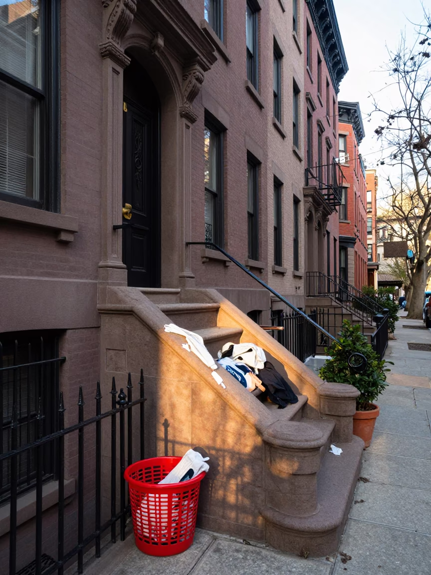 Stoop just after sunrise in Boston in in Boston, Massachusetts, United States