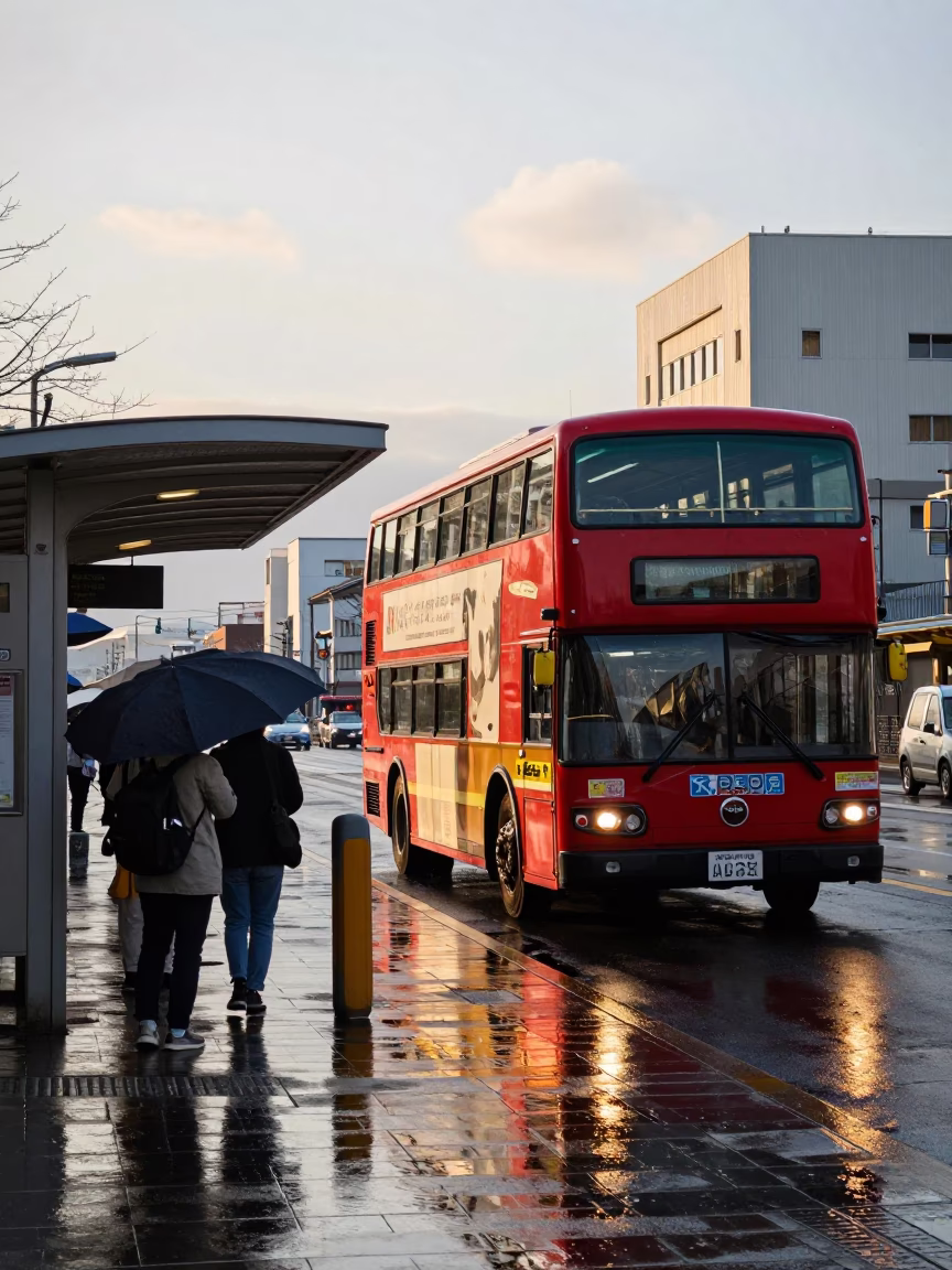 Stop Scene in Sapporo at The Late Afternoon Light in in Sapporo, Japan