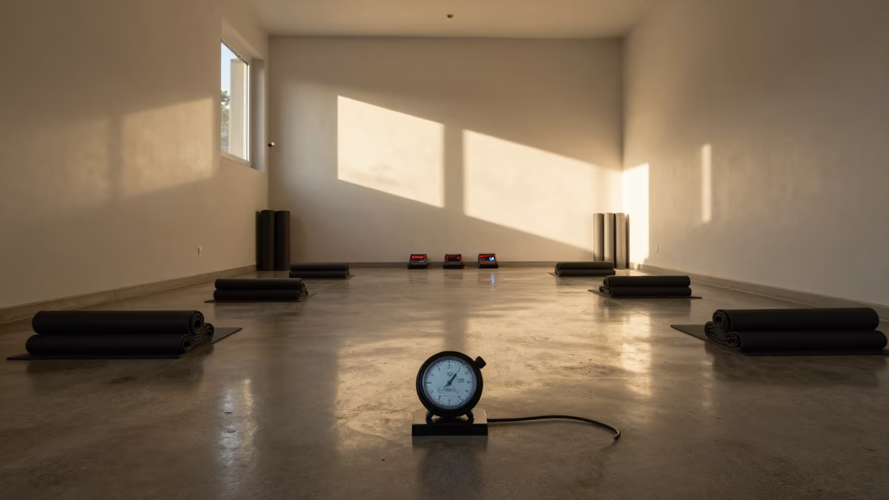 Stopwatch Charging Dock Yoga Studio Ramat Gan in inside a yoga studio before the session begins in Ramat Gan